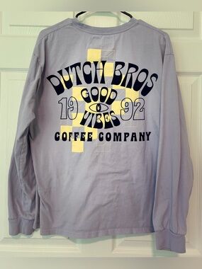 Dutch Bros Lavender Long Sleeve Crewneck Shirt with Navy Logo
